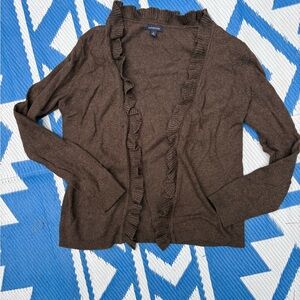 Lands' End Brown Cardigan Sweater